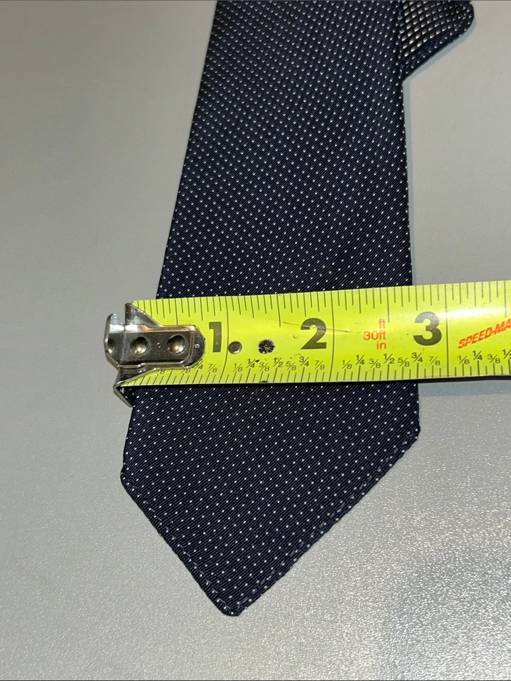 Elliot’s Irish Poplin for Athur M.Rosenberg Navy Blue Tie White Microdot Pattern